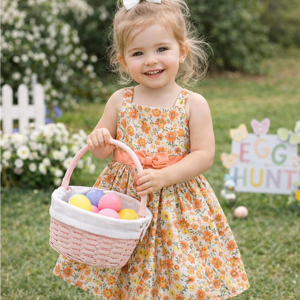 Little Lass Floral Dress with Orange and Yellow Accents 2T
